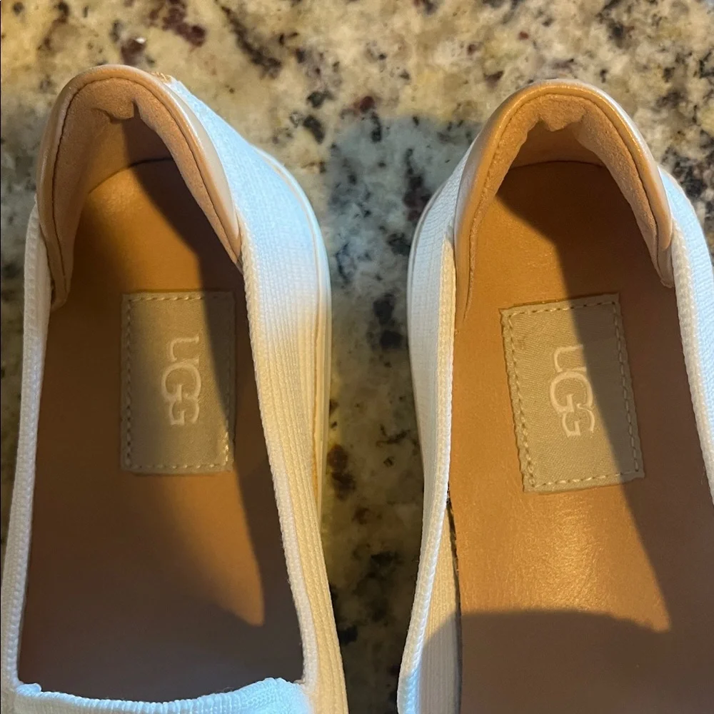 UGG White Textured Slip-On Loafers - Picture 4 of 5